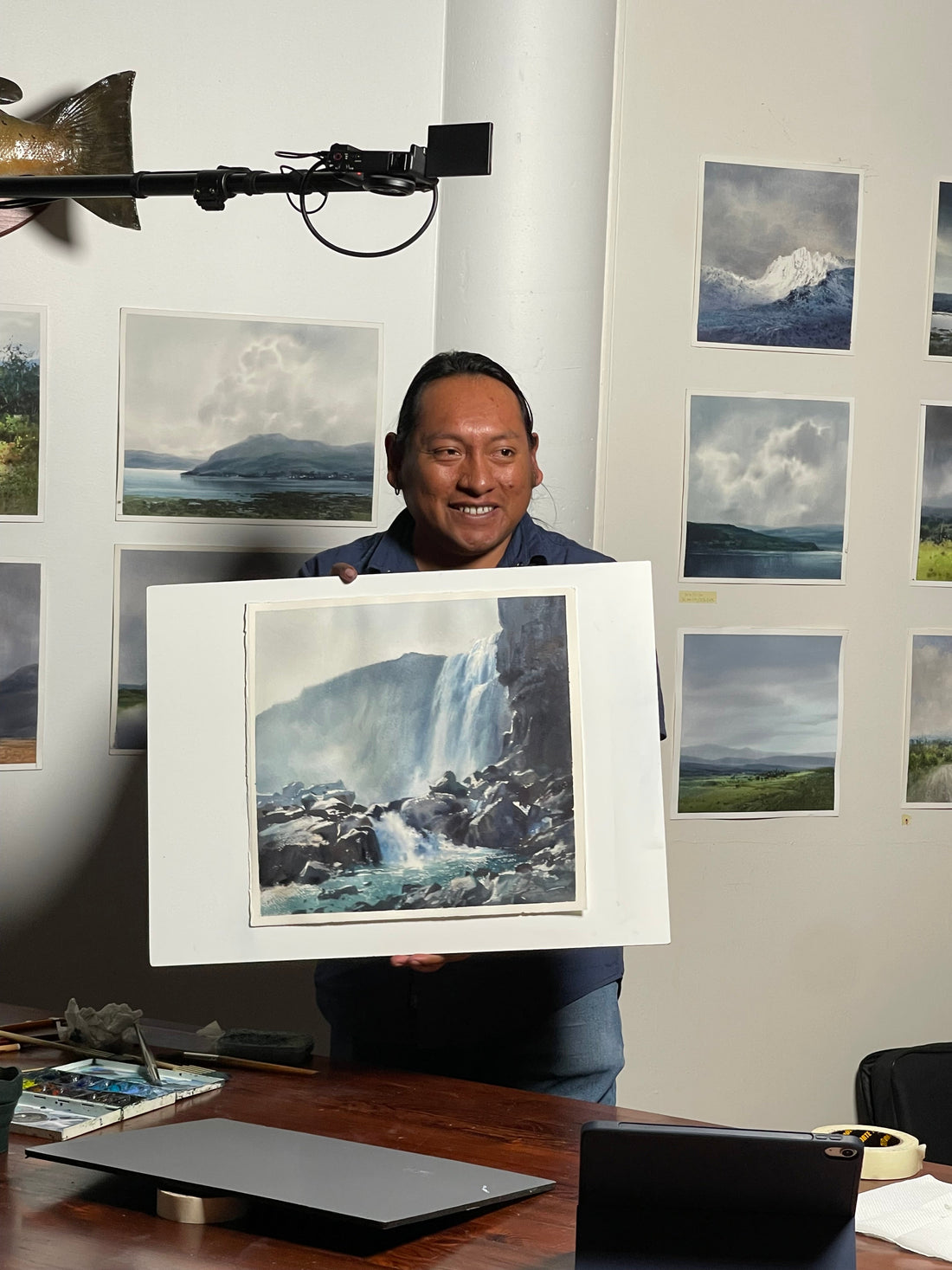 Vatnslitafélag Íslands bauð á sýnikennslu Jorge Corpuna