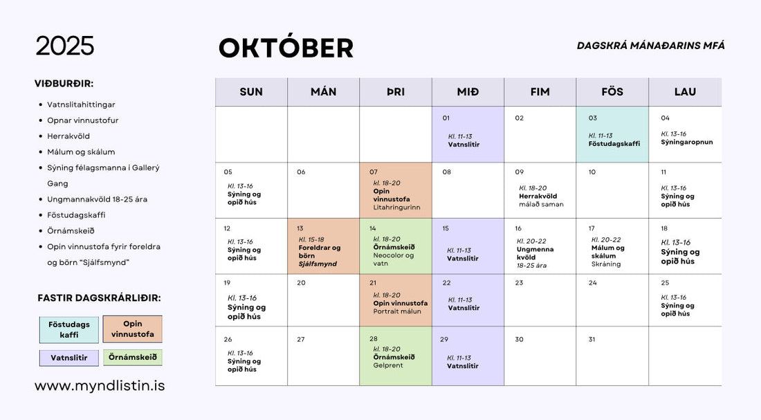 Dagskrá fyrir alla í Október